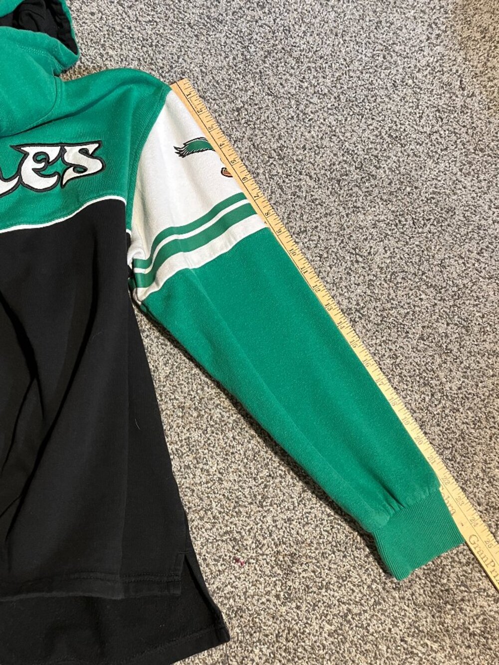 Mitchell & Ness Philadelphia Eagles NFL Hoodie Sweatshirt Throwbacks Green Black - Picture 8 of 13